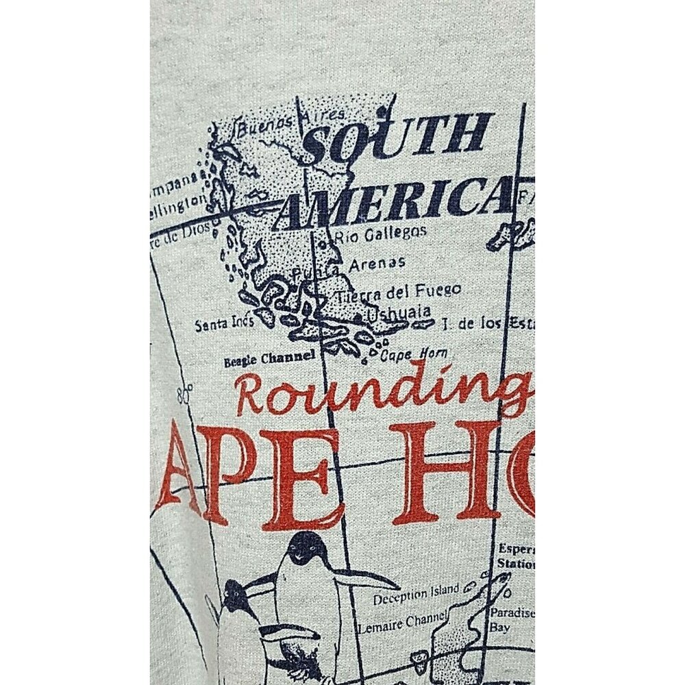 Cape Horn Crewneck Vintage Sweatshirt XXL Mens Gray Rounding Cape Horn Map - Picture 4 of 6